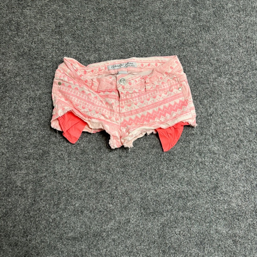 Celebrity Pink Shorts Womens Size 1 Neon Pink Tribal Print Cut Off Denim Festiva